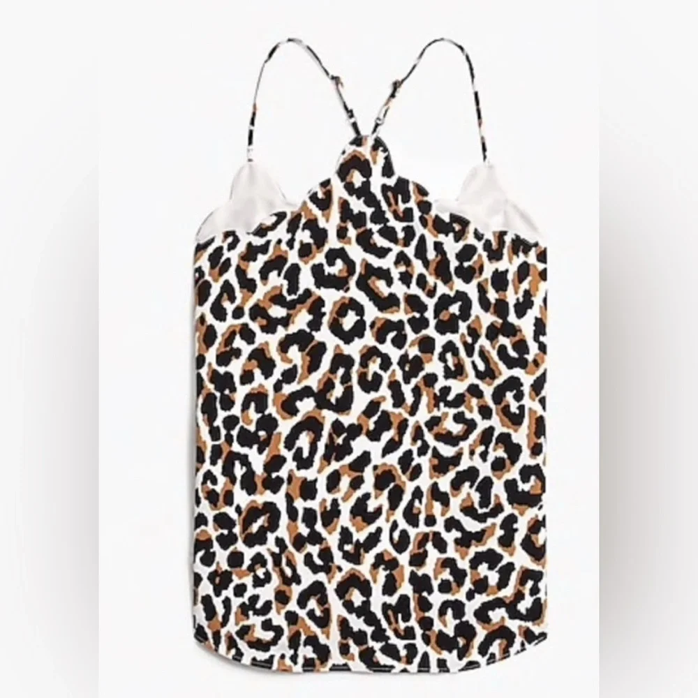 J. Crew Leopard Scalloped Edge Cami Spaghetti Strap 8